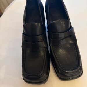 Rag And Bone Matrix Platform Block Heel Leather Penny Loafers 8.5 (38.5EU) Black